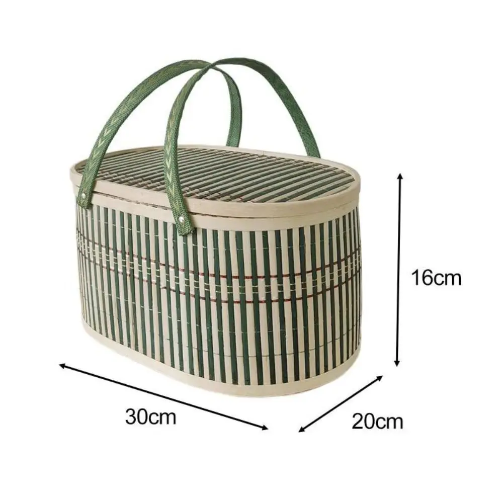 Durable Handmade Bamboo Basket Woven with Lid Food Fruit Storage Basket Gift Wrapping Baskets for Mooncake Snacks view 6