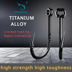Titanium Alloy Fish Hooks 50 Pieces/Box, Bent Mouth Tube Hooks with Barbs, Fishing Hooks for Large Fish