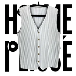 Plooien Geplooid Origineel Vest Heren Klassieke Modellen 2024 Lente En Zomer Nieuwe Losse Casual Veelzijdige Mouwloze Mannen Kleding