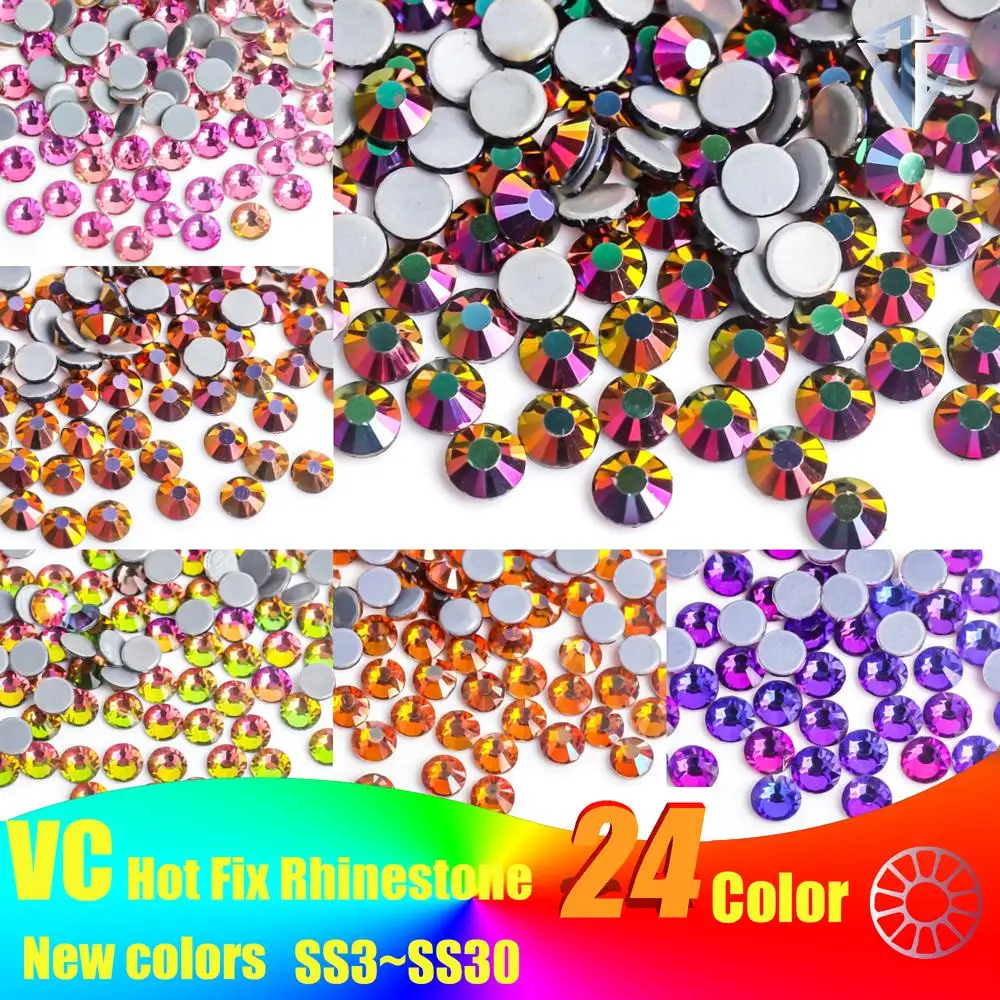 AAAA+Quality New Violet/Metal Crystal Hotfix Rhinestones Glass Strass Iron On Stone For Nail Art Sewing & Fabric Decoretion