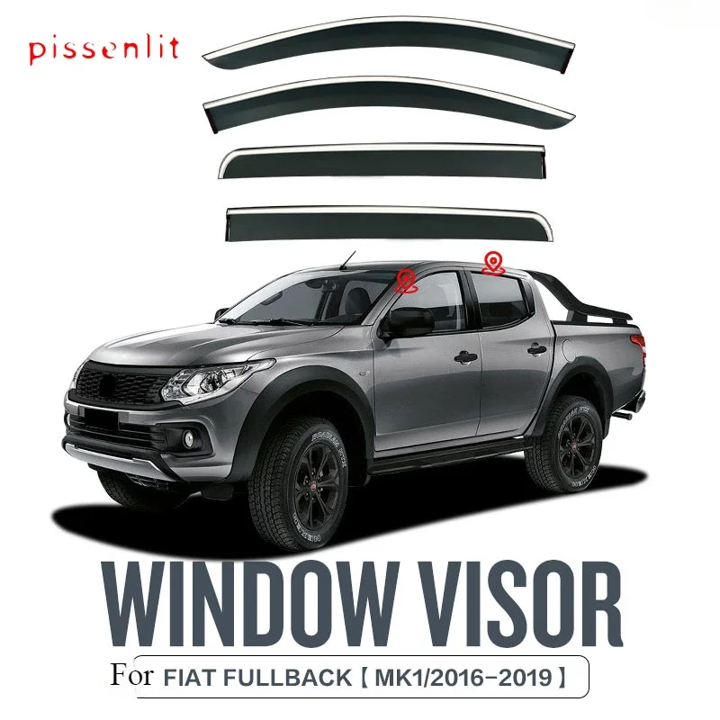 For FIAT Fullback MK1/2016-2019 Weathershileds Windshield Deflector Sun Guard Rain Vent Cover Trim,Bright Strip Accessories