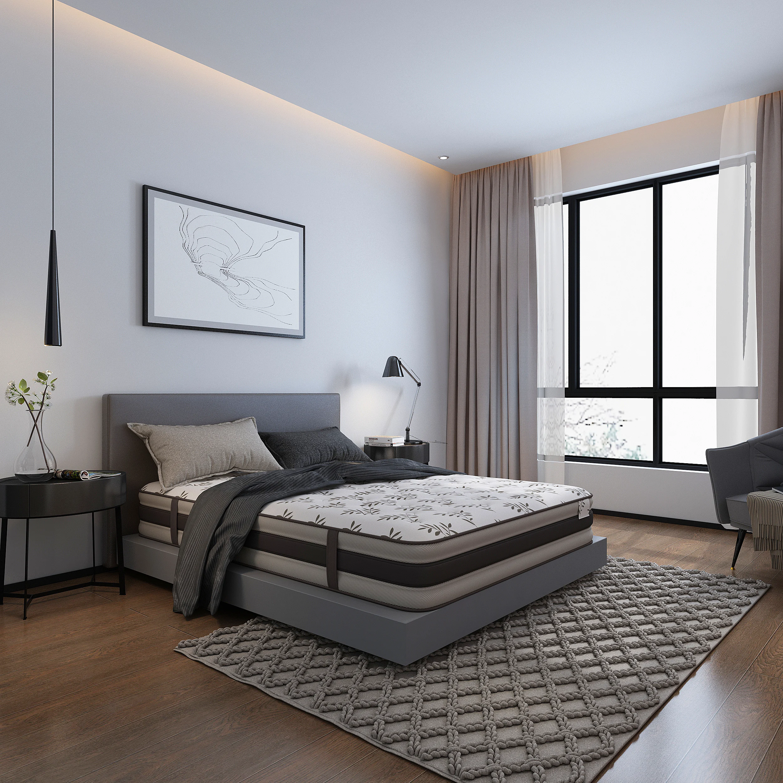 D56  Hotel Bedroom Furniture Bed Size Latex Queen Comfort 3d Soft Compressed Sponge Queen Size Hotel Mattress