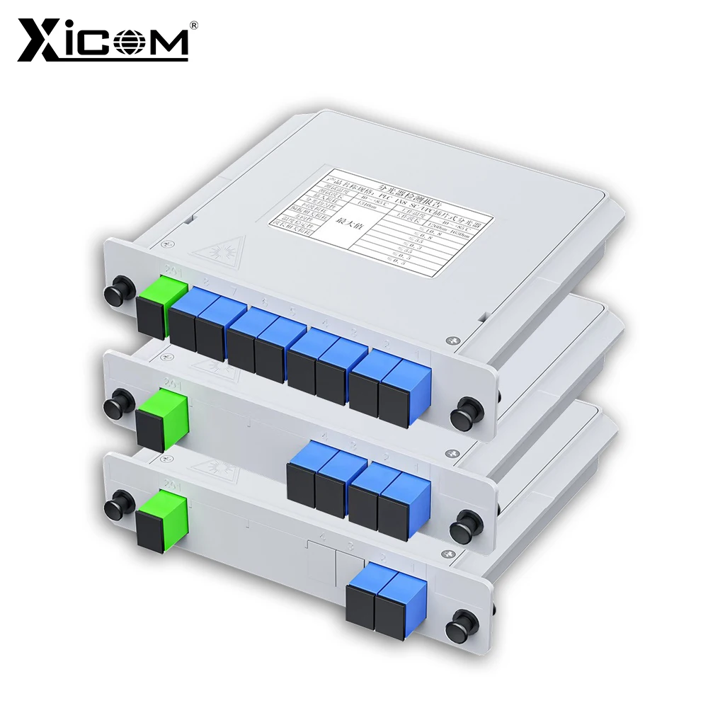 Xicom 1x2 1x4 1x8 SC/UPC PLC Fiber Optic Splitter, Plug-in Type Mini Module FTTH Optical Power Divider for FTTH Network