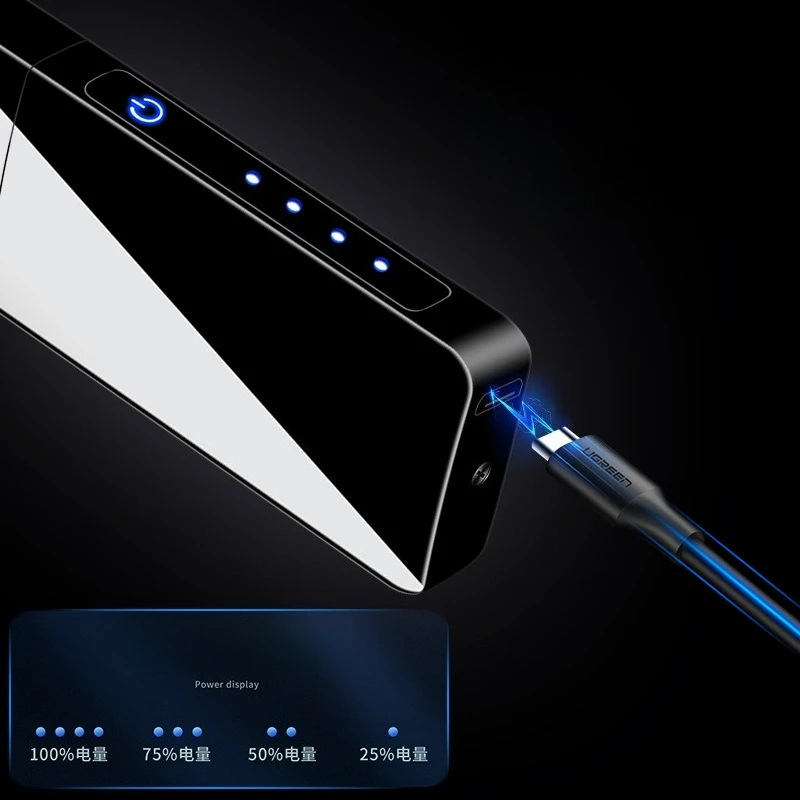 Creative New Gift Rotating Flame USB Charging Lighter Fingerprint Sensing Windproof Arc Lighter Wholesale  Smoking Accessories view 4