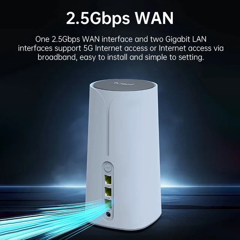 

Plery 5G LTE Router 3000Mbps Indoor CPE With SIM Card EU Plug WiFi 6 MESH Router 5G Router NSA+SA 8×3 dBi 2.5Gbps WAN 4×4 MIMO