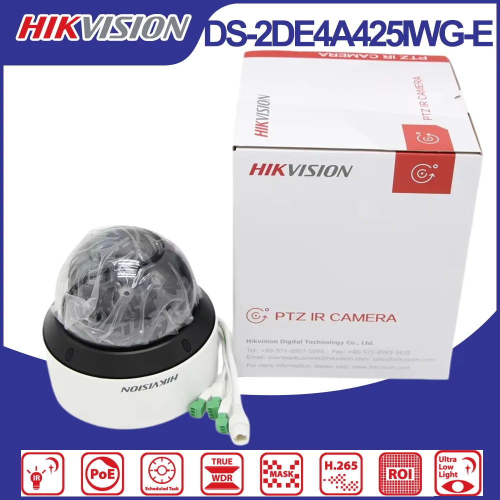 Hikvision DS-2DE4A425IWG-E 4MP 25X Zoom PTZ IP Camera DarkFighter 50m IR 120dB WDR IP66 PoE Security CCTV Speed Dome IP Camera