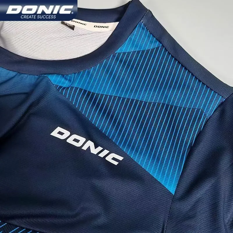 تي شيرت Donic لتنس الطاولة بأكمام قصيرة للرجال والنساء سريع الجفاف وجيد التهوية للمنافسة 83242