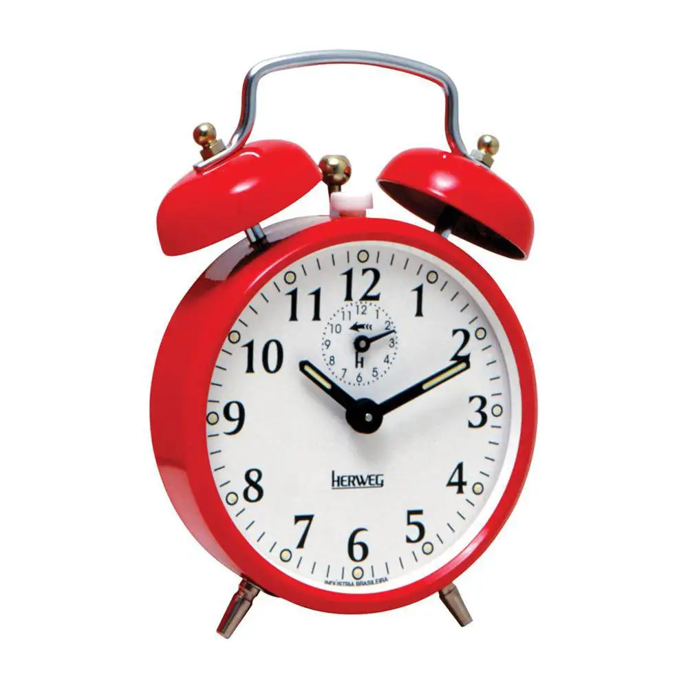 Red Retro Style Mechanical Alarm Clock Alice Herweg Theme Functional Decorative with Doorbell Loud Sound