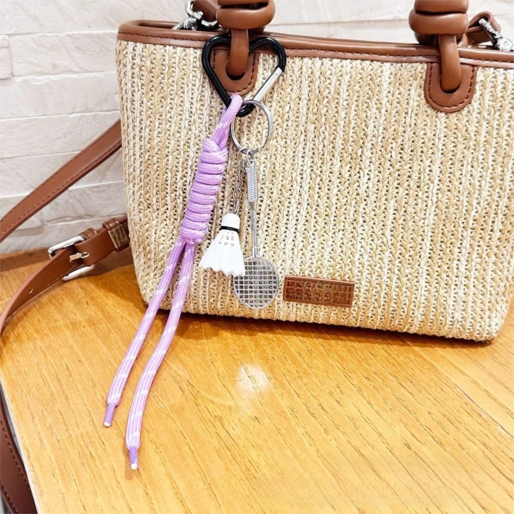 Cute Anti-Lost Badminton Couple Keyring Trinket Hanging Braided Rope Bag Pendant Sporty Style Bag Decoration Knot Keychain Gifts