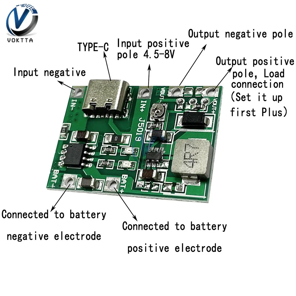 DC4.5~8V 18650 Lithium Battery Charger Board DC-DC Step Up Boost Module Adjustable Boosting And Discharging Integrated Module