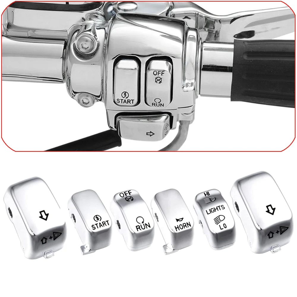 Motorcycle Hand Control Switch Caps Button Covers Kit Fits For Harley Touring Sportster 883 Dyna Fat Boy Softail V Rod 1996-2013