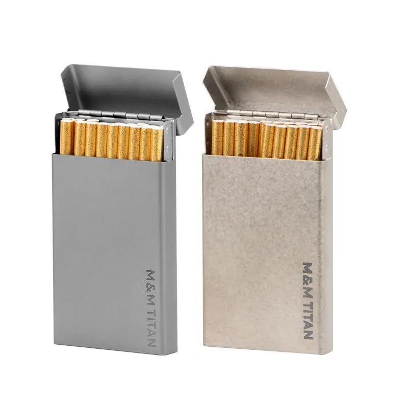Pure Titanium Slim Cigarette Case Ultra-Light Portable Anti-Crush Metal Box for Smoking Accessories