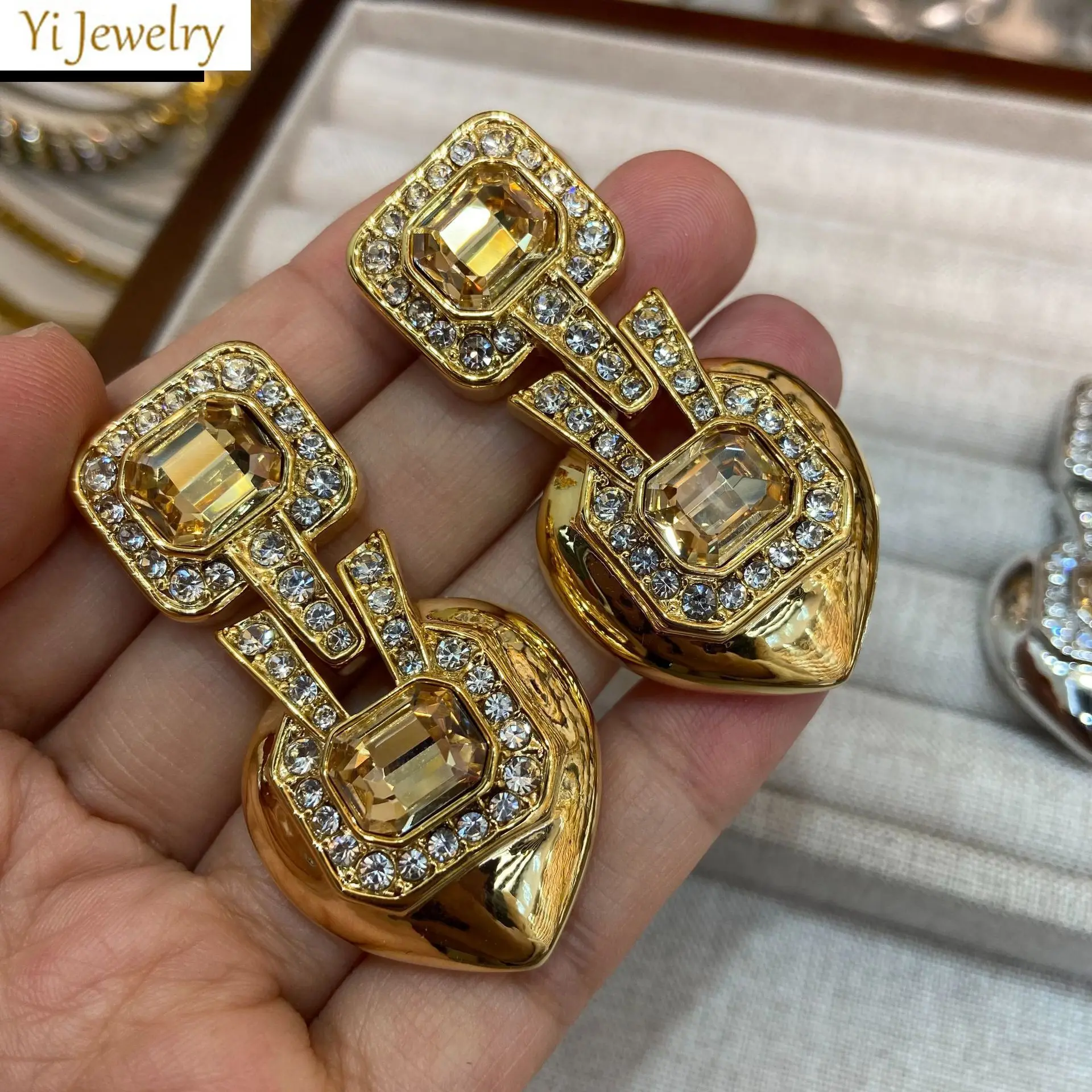 gold silver color earrings for women vintage jewelry heart pendant earrings