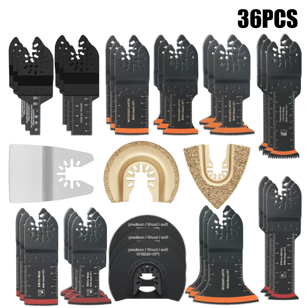 Japanse Tand Carbide Oscillerende Zaagblad Kit 10-39 Stuks Arc Edge Oscillerende Multitool Messen Precieze Cut voor Hout PVC Ijzer - afbeelding 1