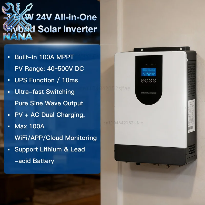 Hybrid type 3.6KW-24V On-grid and off-grid solar inverter system WIFI Pure Sine Wave Lead Acid/Colloid/Lithium Battery Mute