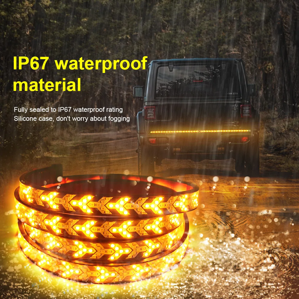 Car Truck LED Tailgate lights Strip Turn Signal Lamp Flowing Dynamic Warning Brake Reverse Tail light Bar For Pickup Jeep 12V24V