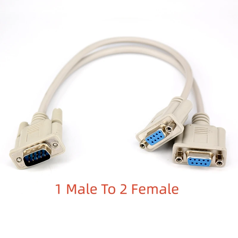 1PCS 1-to-2 serial port cable DB9 pin RS232 COM port cable male-to-male, male-to-female, 9-pin straight-through and crossover
