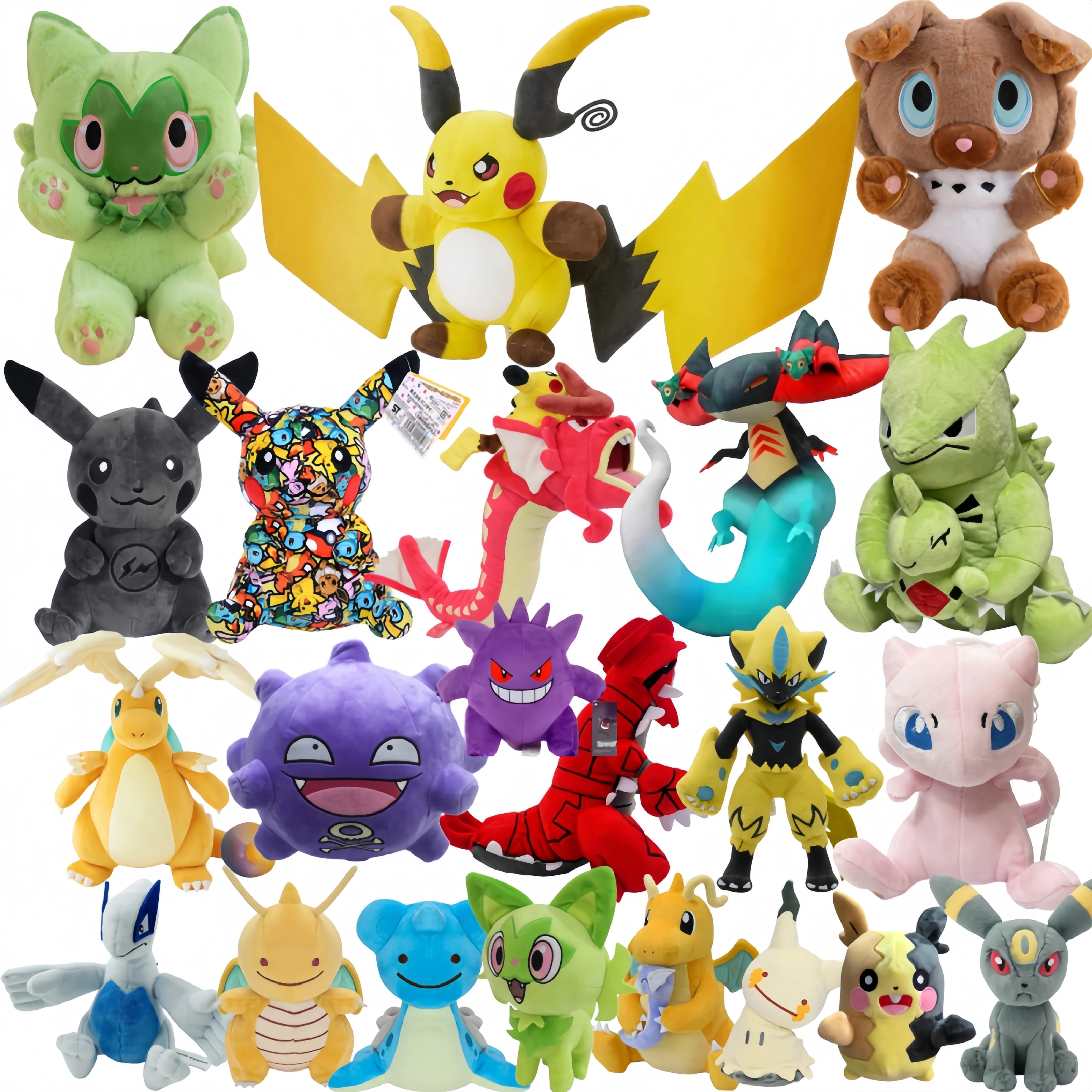 Kawaii Anime Plush Sprigatito Rockruff Lugia Mega Dragonite Umbreon  Koffing Gyarados Mega Raichu Mew Groudon Lapras Stuffed Toy