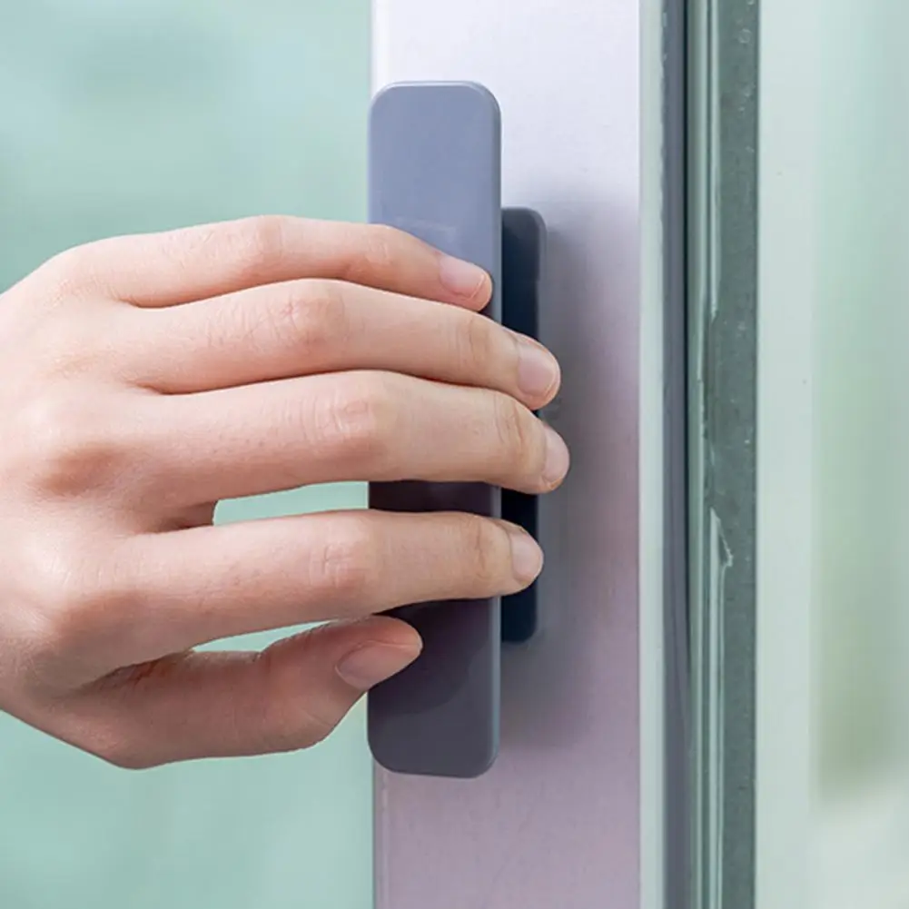 1 par de plástico autoadesivo guarda-roupa puxa porta punch-livre maçaneta da porta botão do armário puxadores de móveis ferragem de economia de esforço