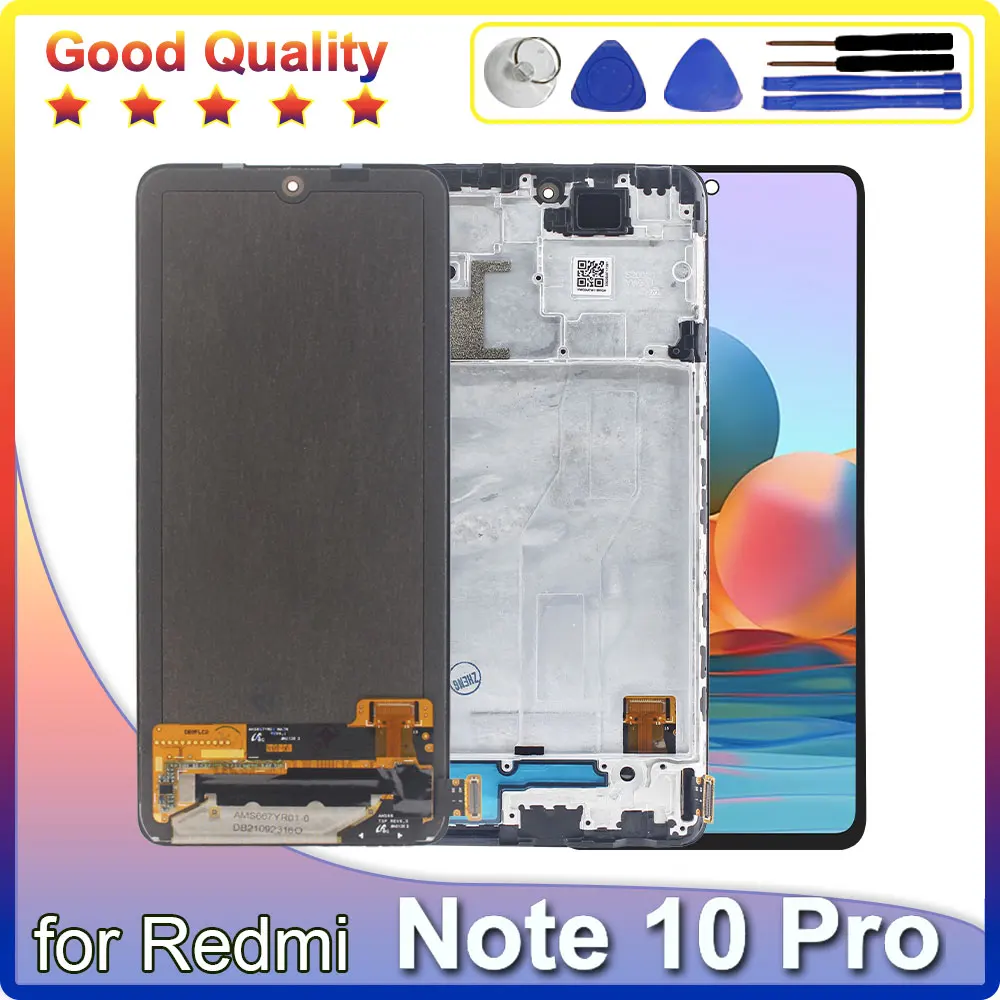 New AMOLED LCD for Xiaomi Redmi Note 10 Pro 4G LCD Display Touch Screen Digitizer Assembly for Redmi Note 10 Pro 4G M2101K6R LCD