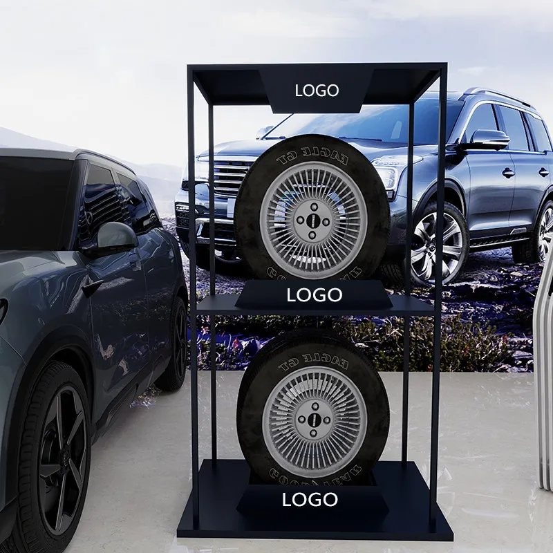 Exhibition tire display rack Push-pull movable tire rack 4S car tire sample display storage rack