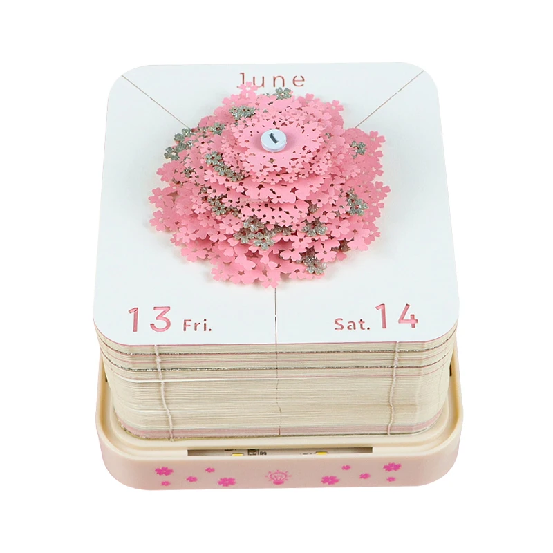 

New Cherry Tree Desk Calendar With LED Lights 2025 Calendar Memo Pad Creative Desk Calendar DIY Notes Notepad 3D Art Calendar