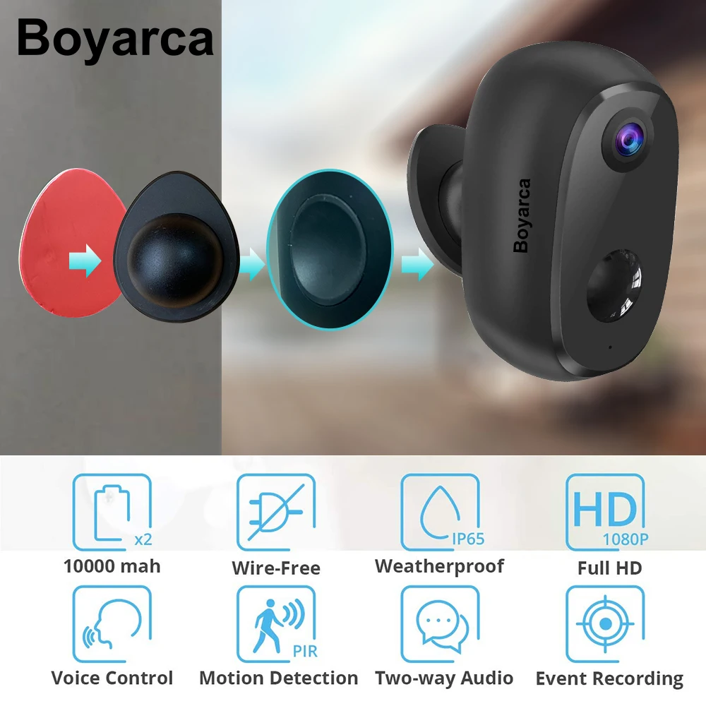 10000mAh Battery Tuya Smart Wifi Surveillance Camera Outdoor Waterproof Magnetic Bracket Security Protection Work Alexa Google