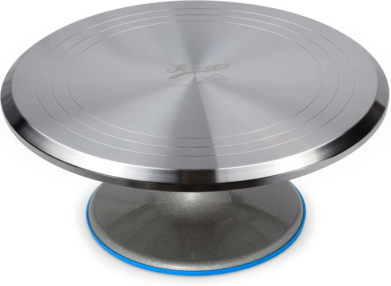 12-Inch Round Rotating Cake Decorating Stand, White Cake Turntable with Aluminum Base