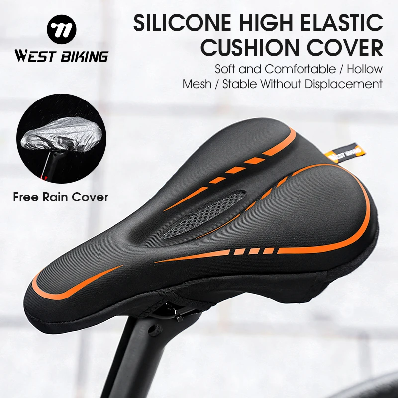 WEST BIKING Bike Saddle Cover Soft Silicone Padded Bike Seat Cover Anti-Slip Bicycle Seat Cover for Mountain Road Bike Outdoor