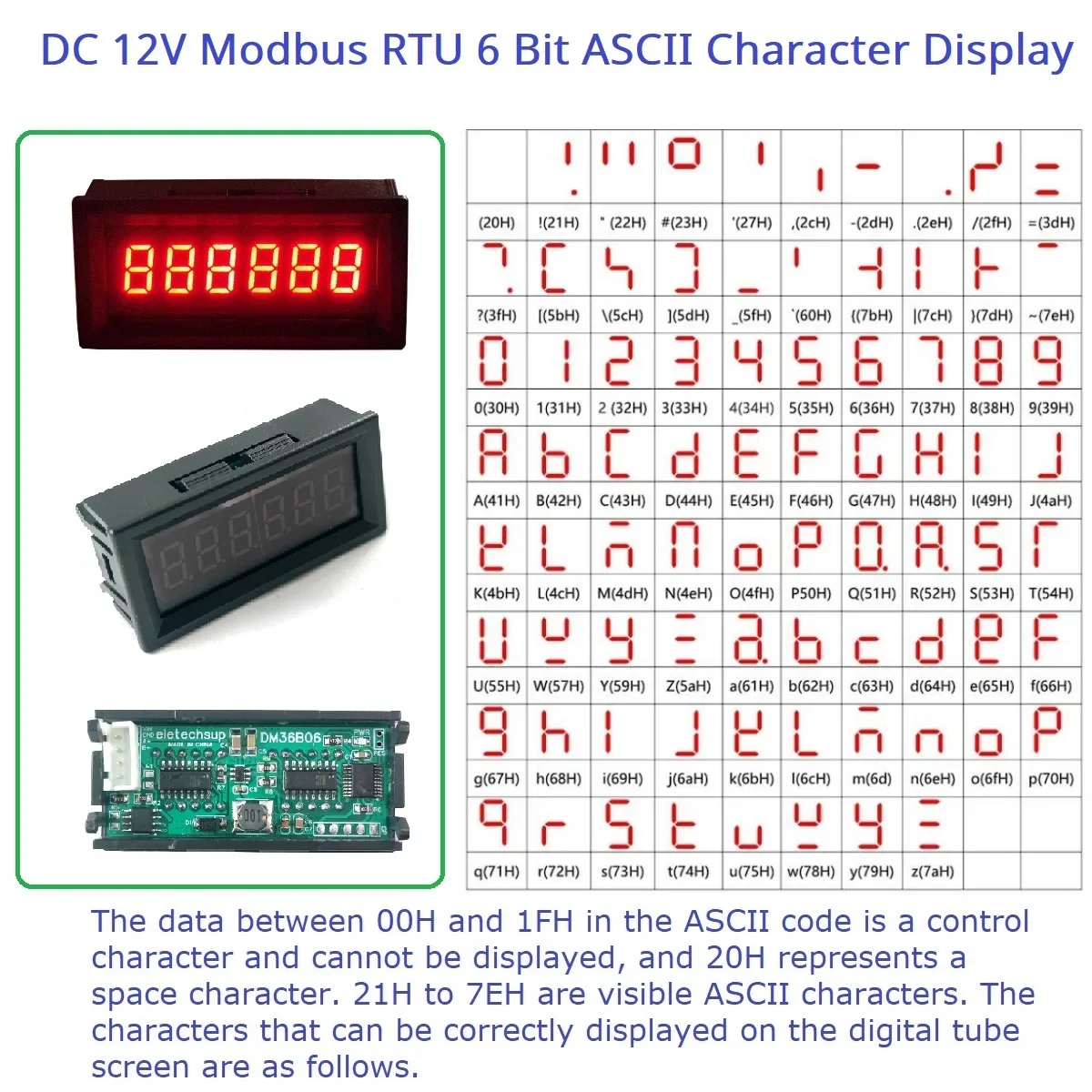 Модуль дисплея, 12 В постоянного тока, Modbus RTU, 6 бит, поддержка ЦЗК, RS485