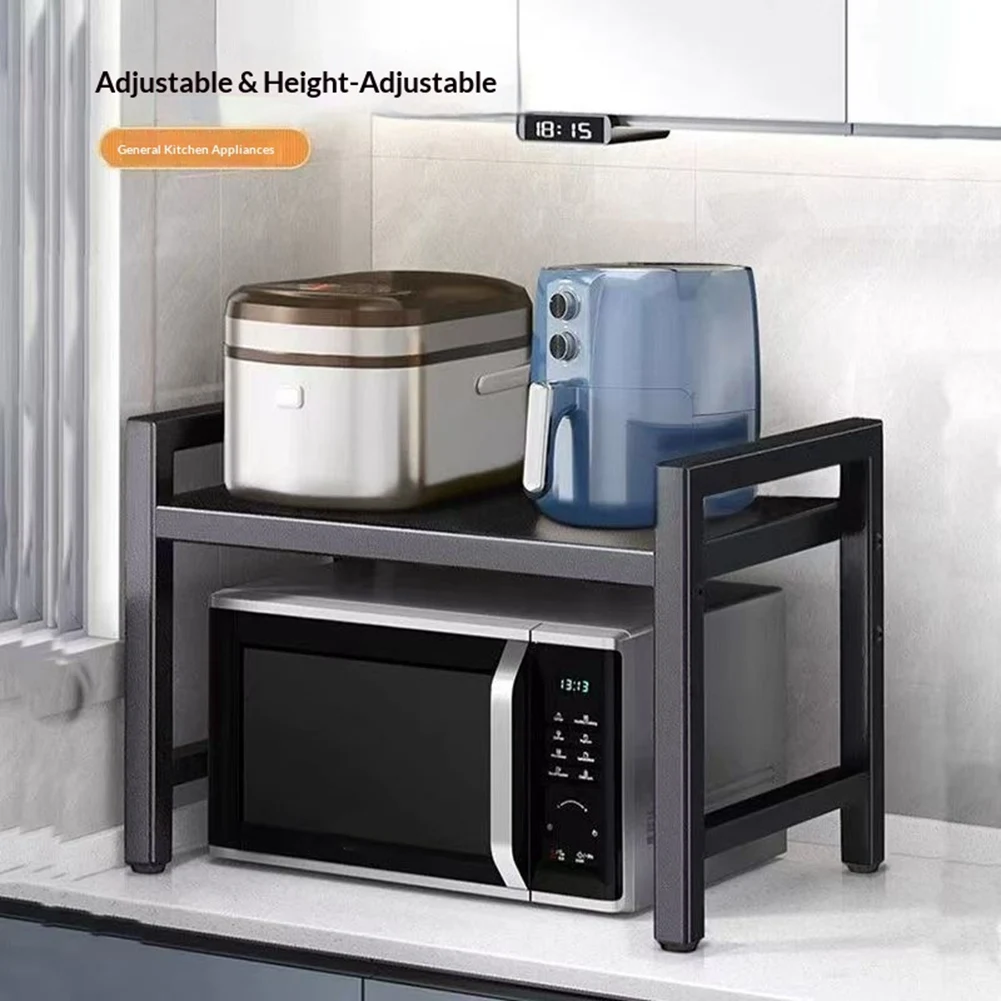 Countertop Kitchen Microwave Storage Rack, Telescopic Desktop Shelf for Rice Cookers , A Household Storage Organizer