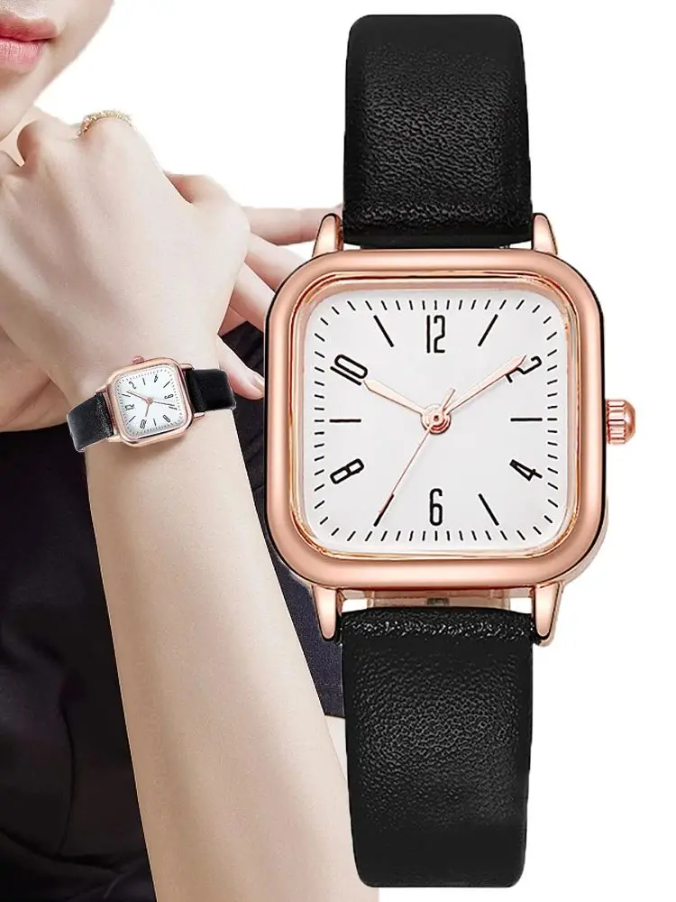 

Fashion DQG Brand Ladies Luxury Direction Design Digital Quartz Watch Casual Black Leather Women Clock Gift Wristwatch Shipping