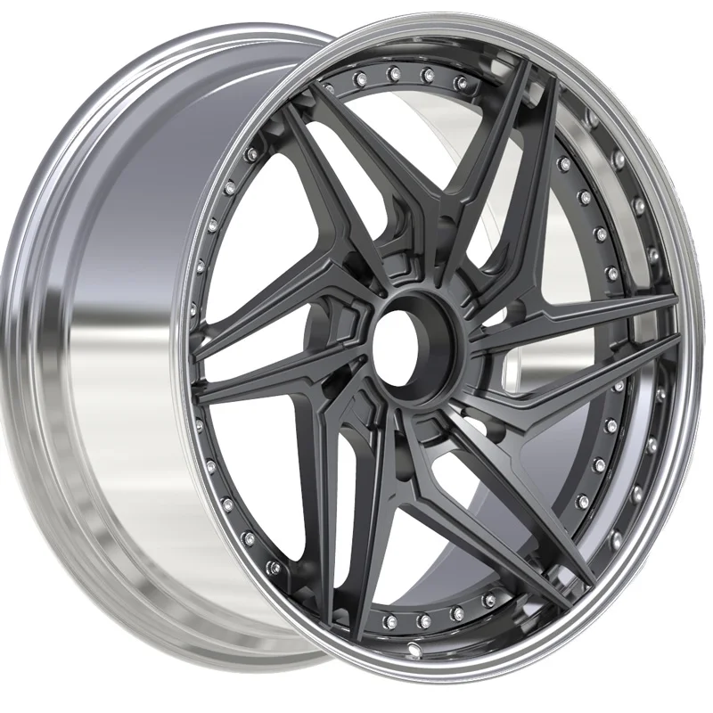 Factory Sale Beautiful 6 Holes 19*9.5 19*10.5 Inch Deep Dish Concave Alloy Forged Wheel Rims With Rivets Design