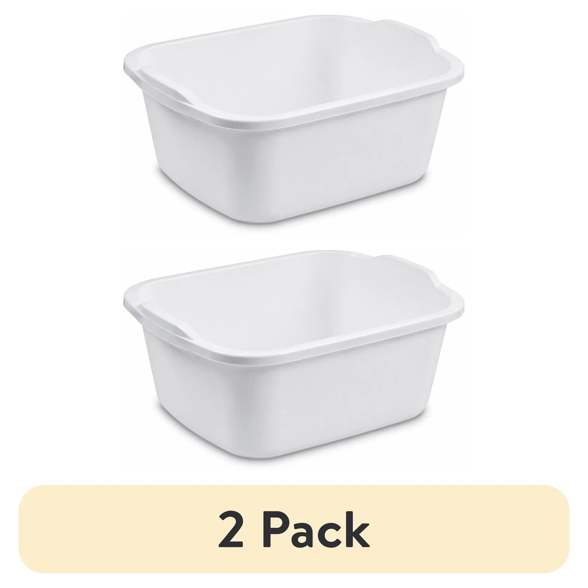 

(2-Pack) 18 Qt. Dishpan, Multi-Purpose White Plastic Wash Tub for Kitchen and Sink, Durable and Lightweight, Ideal for Sink-Side Organization, Dishwashing, Drying, Food Prep, Household Cleaning, Bathroom, Laundry, Easy to Clean, Space-Saving and Versatile