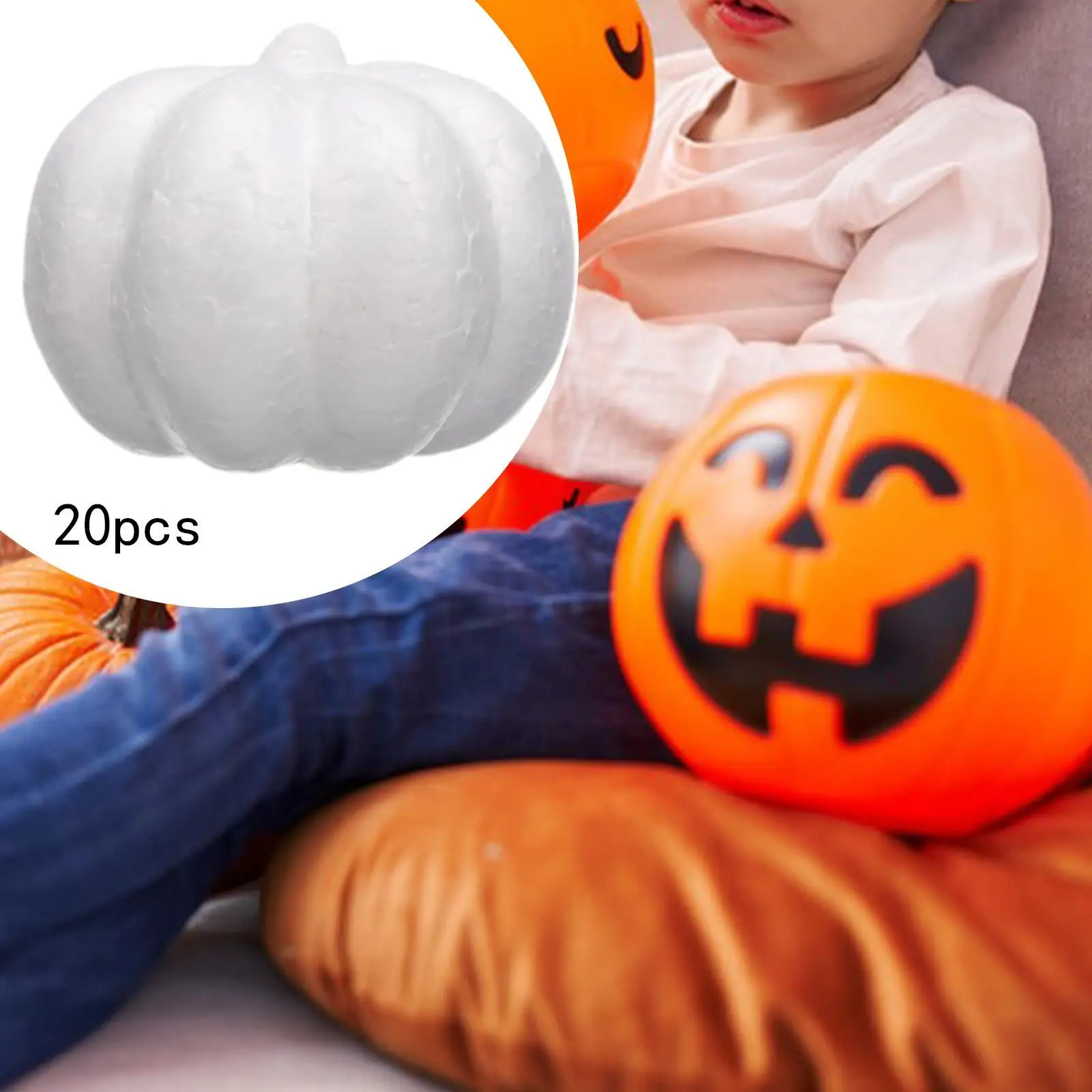 20 Pieces White Foam Pumpkins Props Crafts for Halloween Holiday Christmas