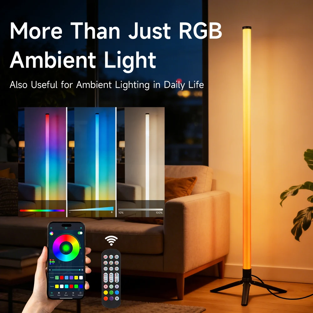 

Светодиодный напольный светильник с Bluetooth-управлением, напольный светильник-трипод, атмосферная подсветка, прикроватная лампа для гостиной, спальни, декоративное освещение для киберспорта