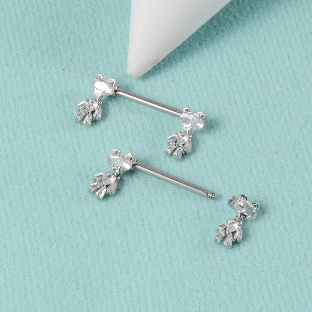 زوج السيف الصليب الحلمة الثقب الحديد الجراحية الصلب كريستال الحلمة درع غطاء القلب زهرة حلقات للحلمة مجوهرات الجسم 14 جرام