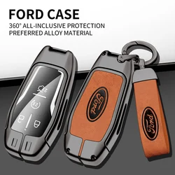 Zinc Alloy Leather Car Remote Key Case Cover For Ford Fusion Mondeo Mustang F-150 Explorer Edge 2015 2016 2017 2018 Accessories