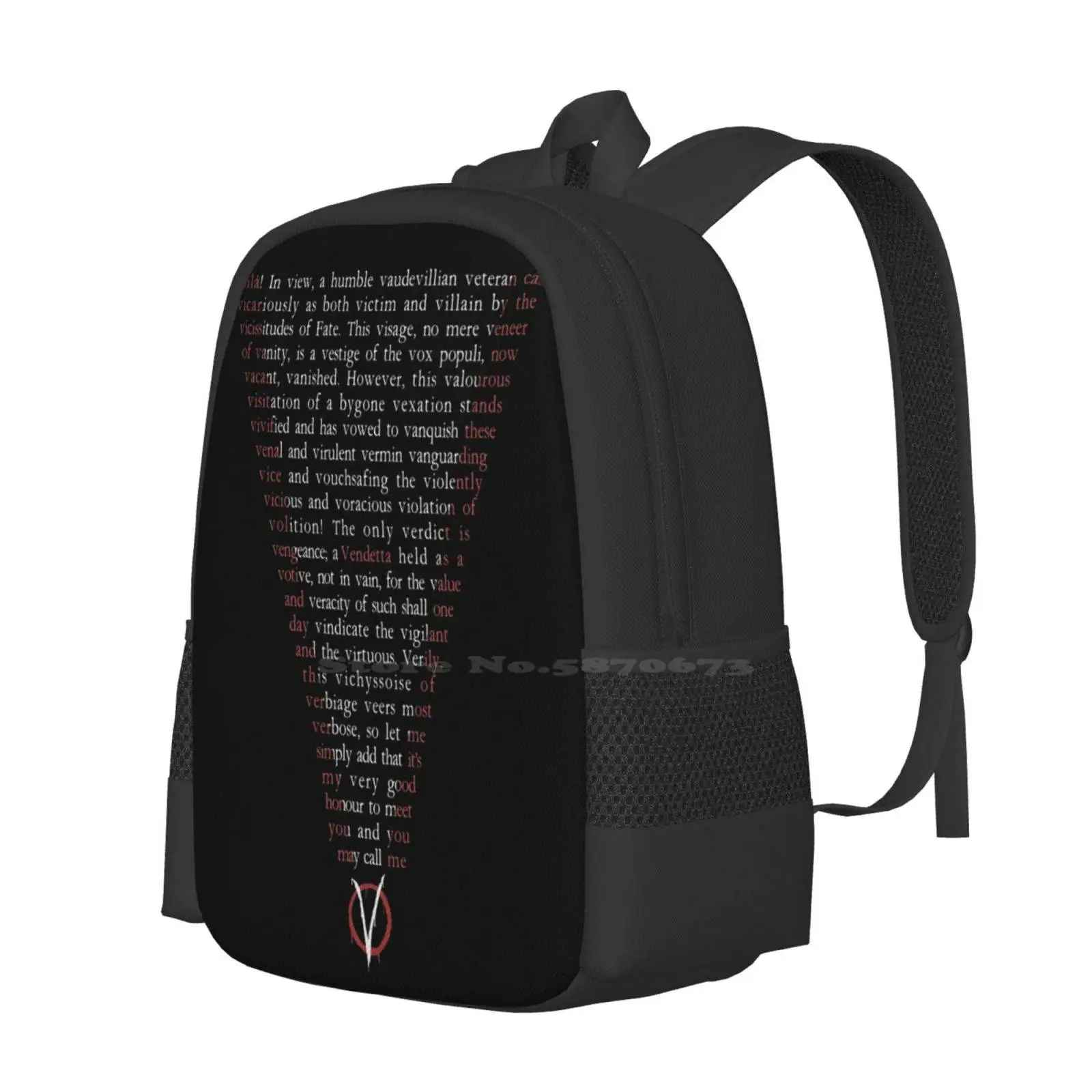 V For Vendetta - Who Are You? Hot Sale Schoolbag Backpack Fashion Bags Vendetta Revenge Villain Film Movie Quotes Quotation