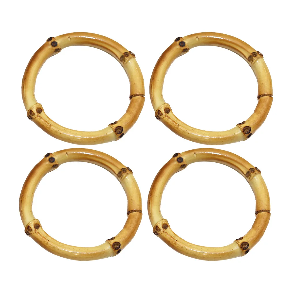 

4Pcs Bamboo Napkin Rings Rustic Decorative Buckles Dining Table Holder Wedding Party Napkin Decor Dining Table Decor