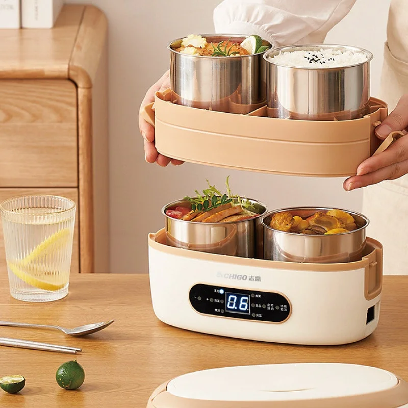 2L 300W Smart Electric Lunch Box, 304 Stainless Steel Fast Heating Food Heater, Portable Office Thermal Insulation BentoLunchBox