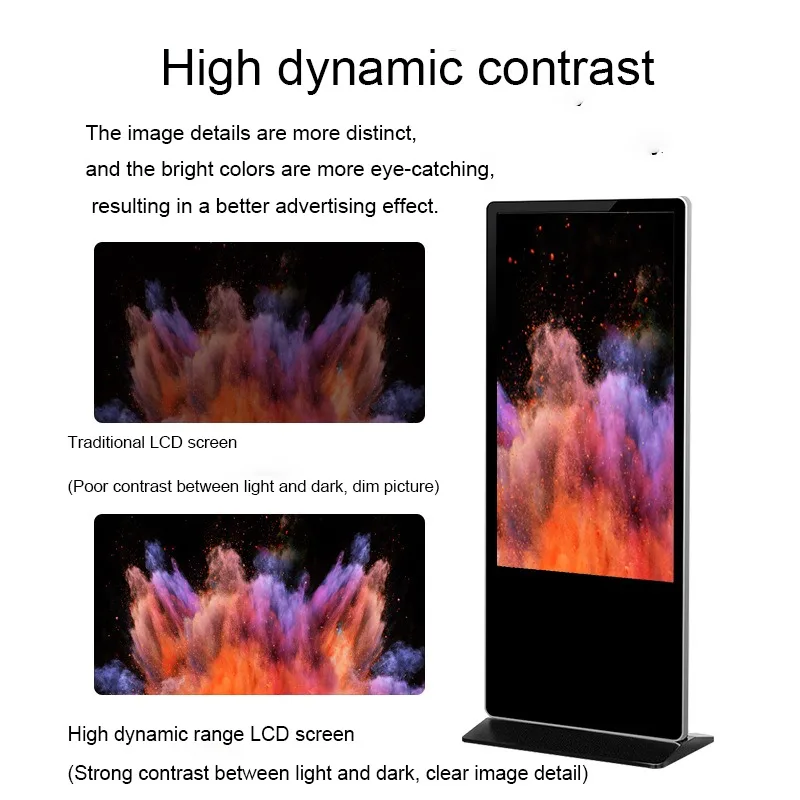 65-Inch High-Brightness Floor-Standing Touch Screen Android Digital Signage Interactive Kiosk for Shopping Malls