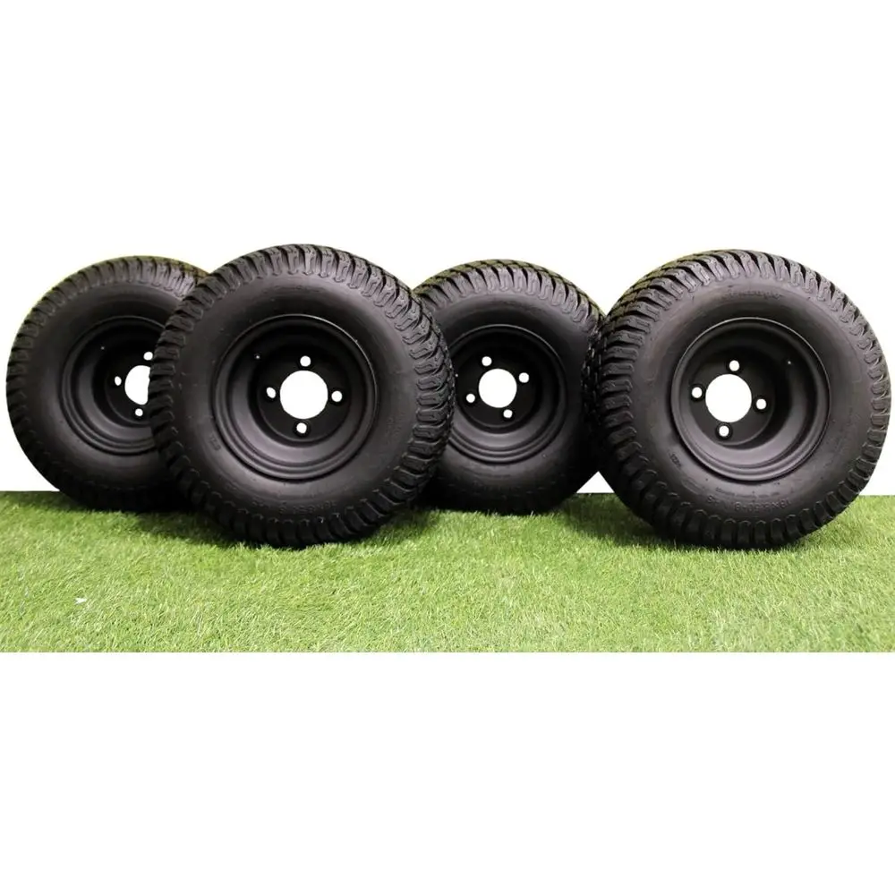 

Matte Black 8 Steel Golf Cart Wheels with 18x8.50-8 4 Ply Tires, Set of 4