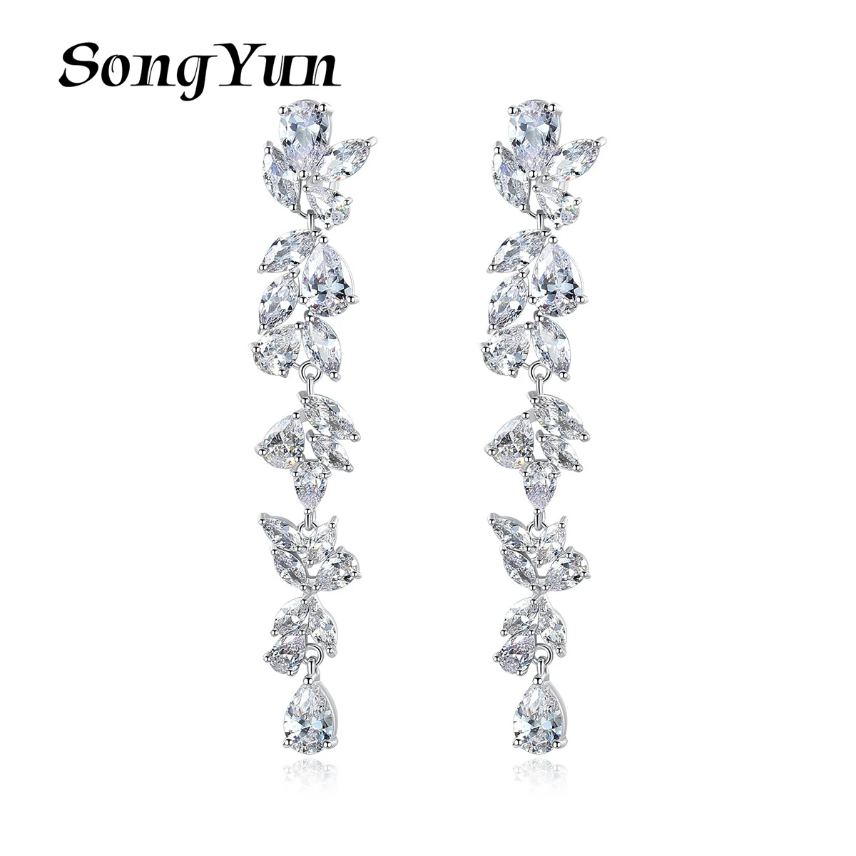 

SongYun Jewelry Manufacturer MHT Long Tassel Drop Earrings Accessories Copper 5A Zircons Pendant Earrings Women Jewelry