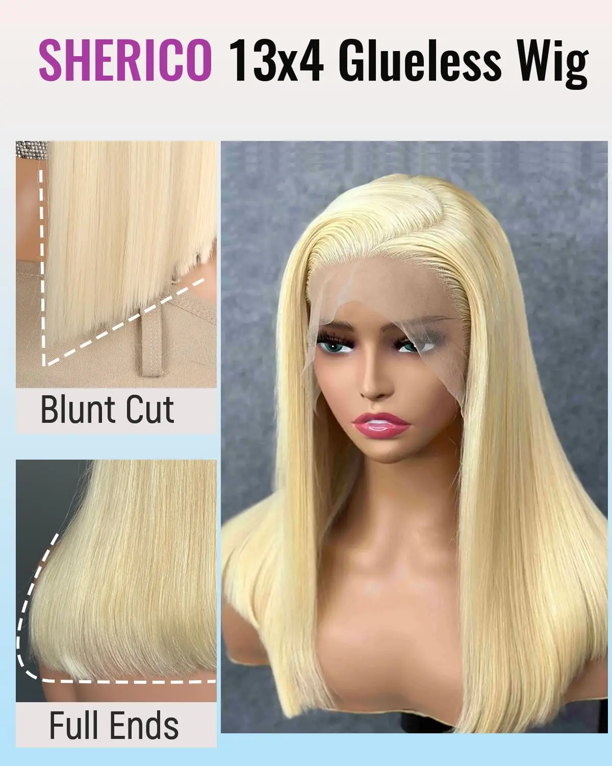 613 Блондинка Боб Парик Человеческие Волосы 13x4 13x6 Парики Фронта Шнурка Человеческих Волос Предварительно Сорванные Прозрачные Кружева 250% Плотность Парик Фронта Шнурка