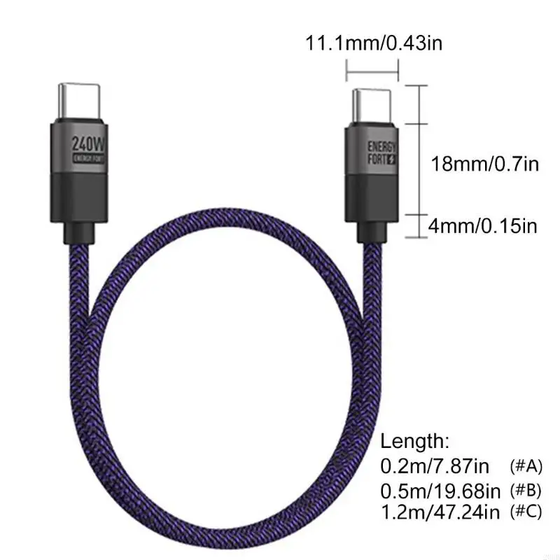 

20CB FAST 240W Зарядный кабель подачи питания, линия данных с двойным типом C PD3.1 48 Мбит / с.