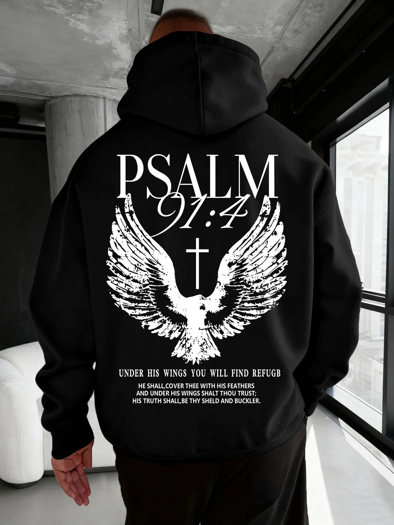 Christian Bible "Psalm" 91:4 Print Men Women Hoodie Street Casual Retro Harajuku Trend Fall Winter Pullover Sweatshirt Clothing - Image 6