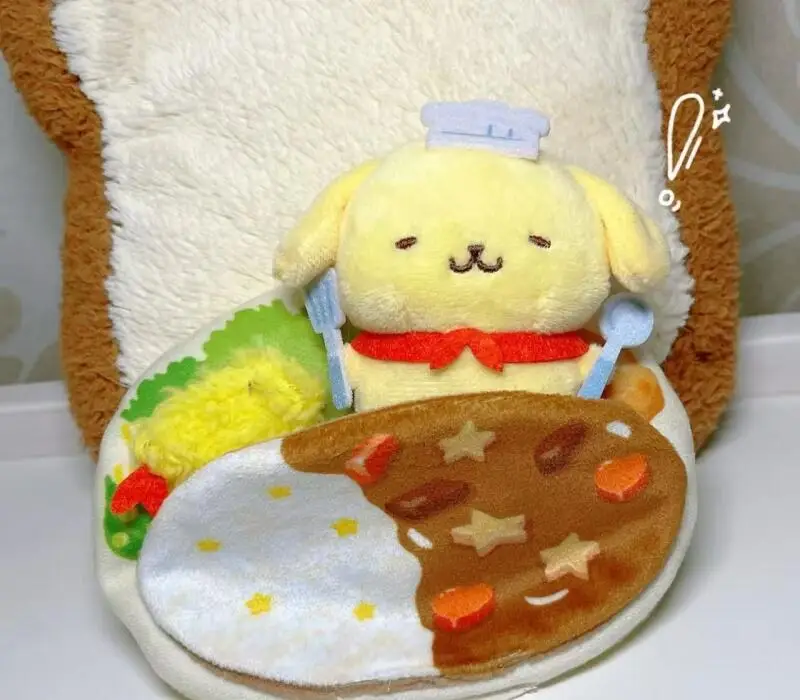 Sanrio Pom Pom Purin Chef Style Design Bed Separable Doll Backpack Zipper Pendant Desk Display Toys Valentine's Day Ideal Gift