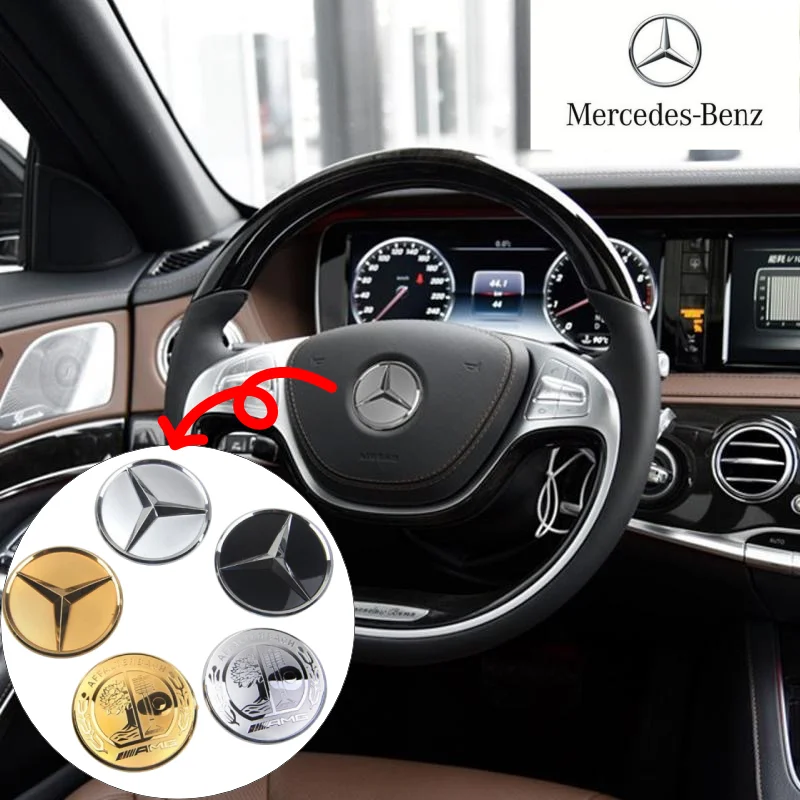 

Car Steering Wheel Center Emblem Sticker For Mercedes Benz AMG W203 W206 W220 W205 W211 W212 W201 W210 Badge decoration cover