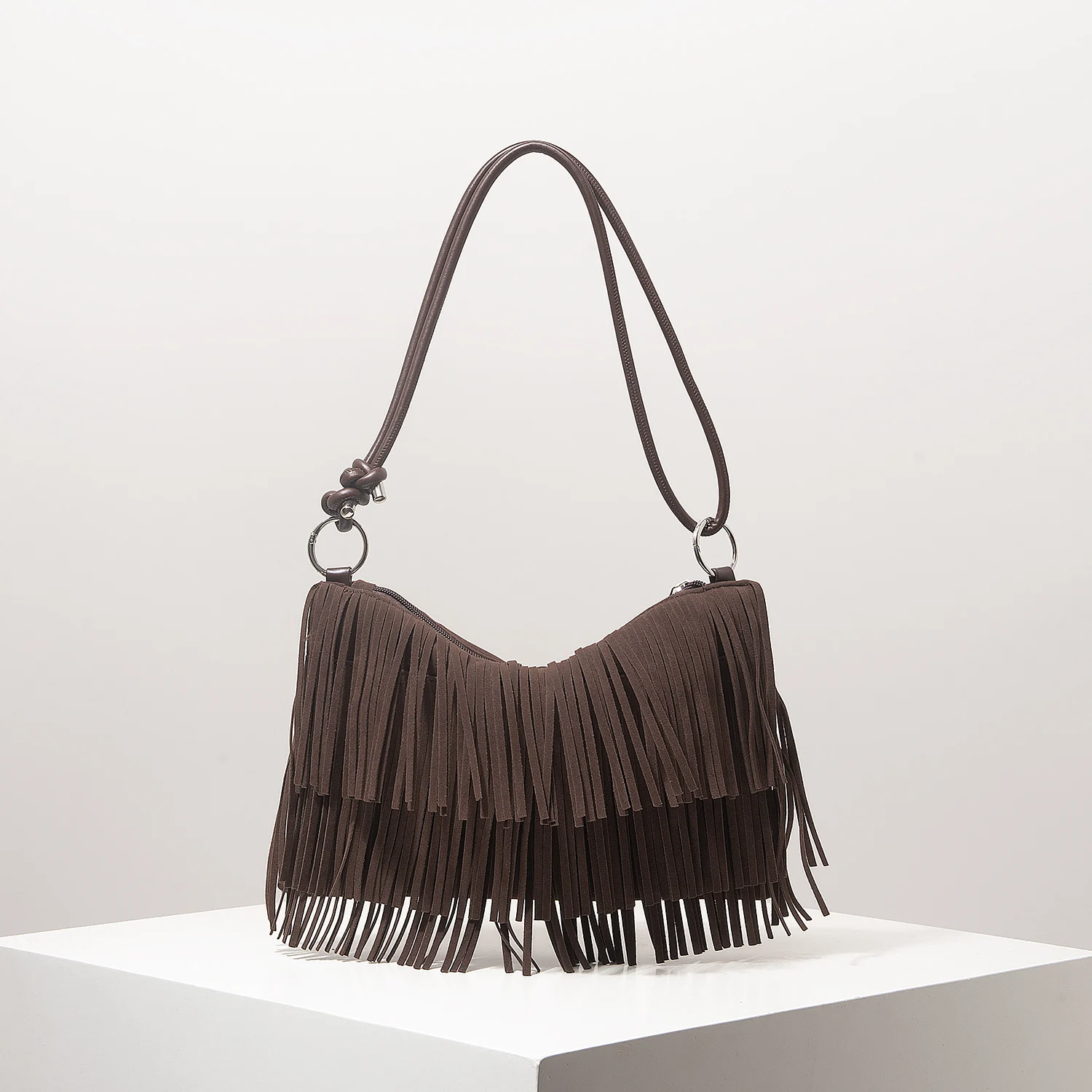 Bolsa de Ombro, Bolsa Vintage, Bolsa de Camurça, Bolsa com Franjas, Bolsa de Trabalho Feminina, Bolsos para Mulher, Essenciais para Férias, Elegante, Presentes, Padrão Aleatório
